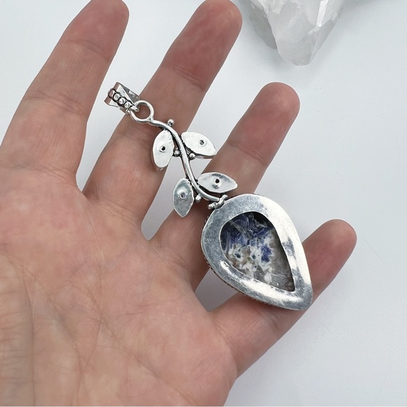 *SOLD Blue Topaz & Sodalite Designer Pendant Vintage New Sterling Silver 925 - Picture 5 of 8
